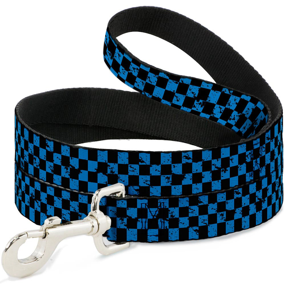 Dog Leash - Checker Weathered Black/Turquoise Dog Leashes Buckle-Down