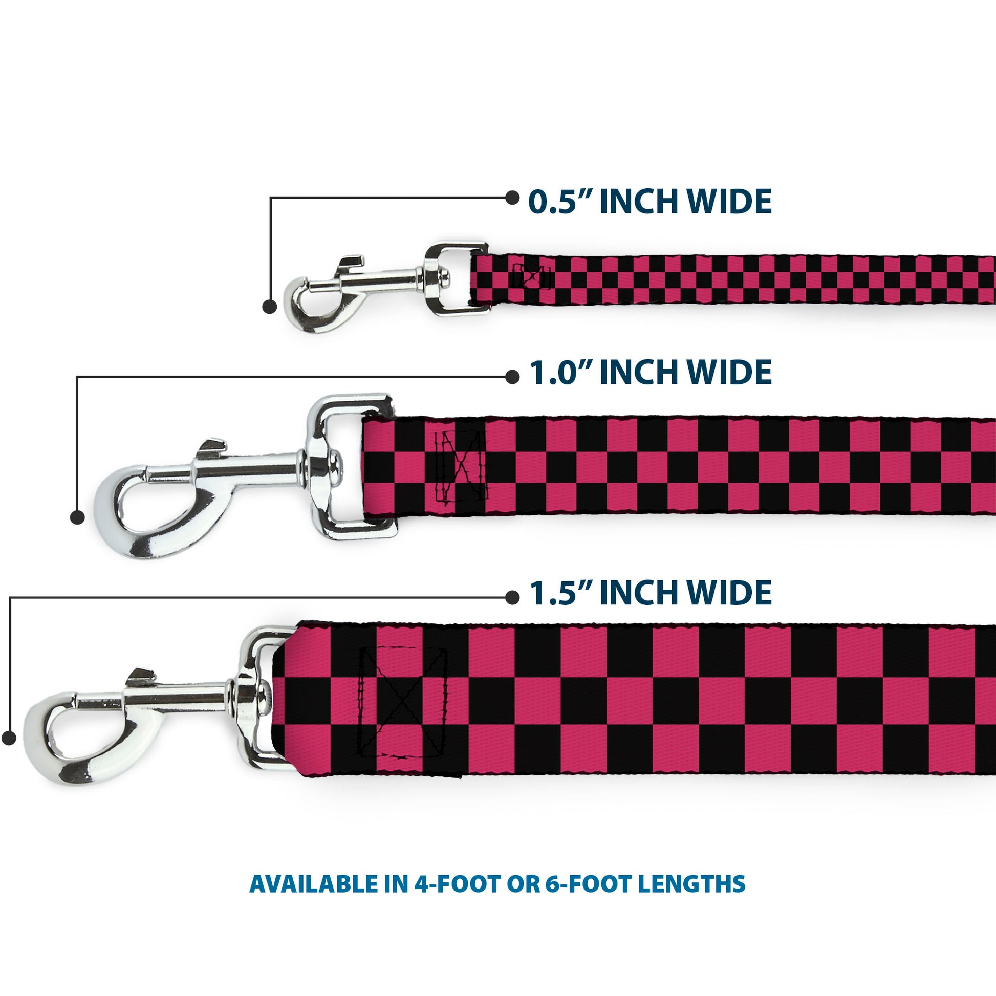 Dog Leash - Checker Black/Honeysuckle Red Dog Leashes Buckle-Down