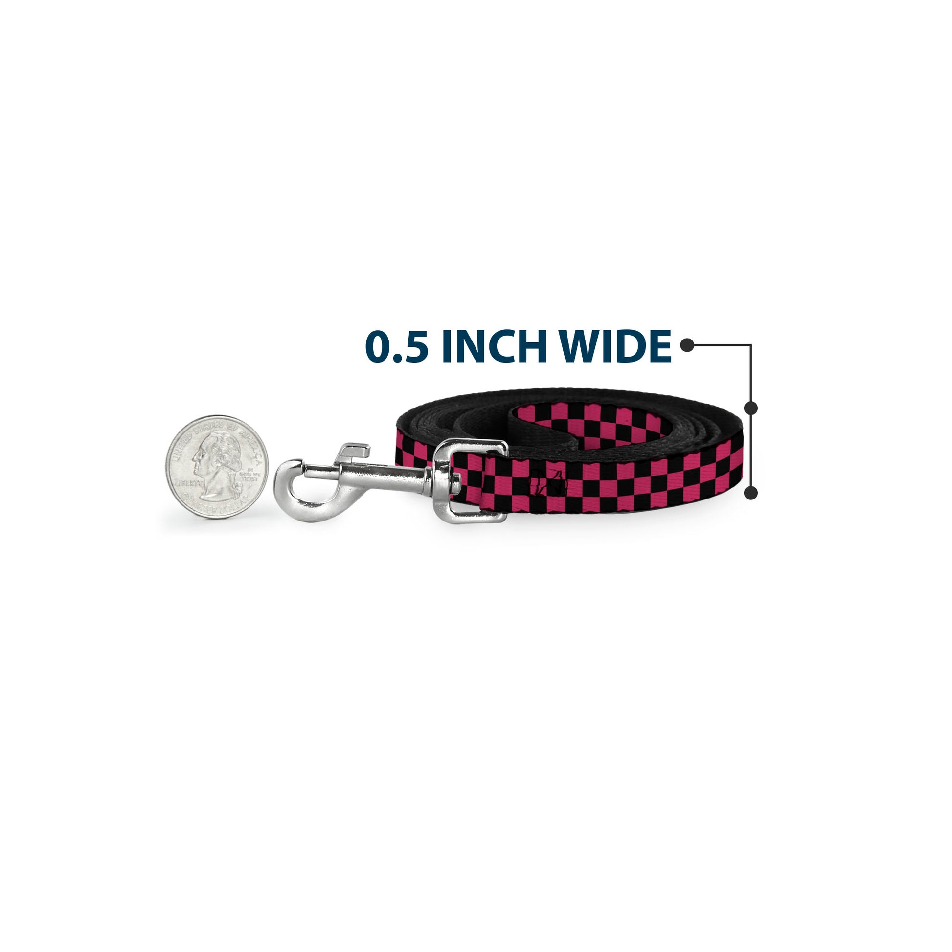 Dog Leash - Checker Black/Honeysuckle Red Dog Leashes Buckle-Down