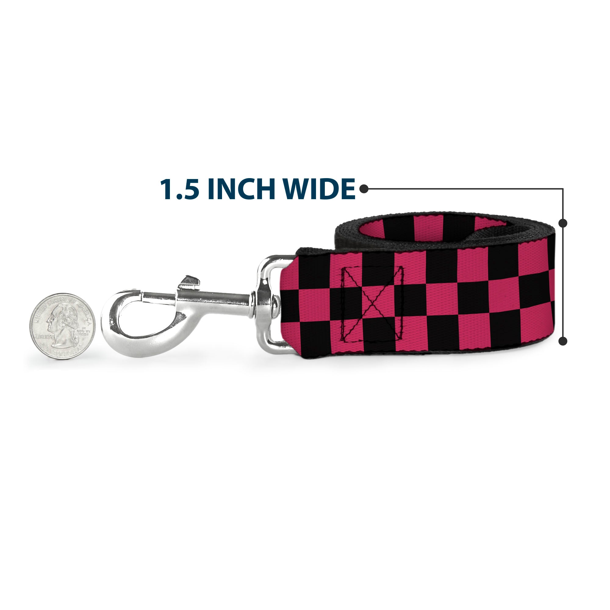 Dog Leash - Checker Black/Honeysuckle Red Dog Leashes Buckle-Down