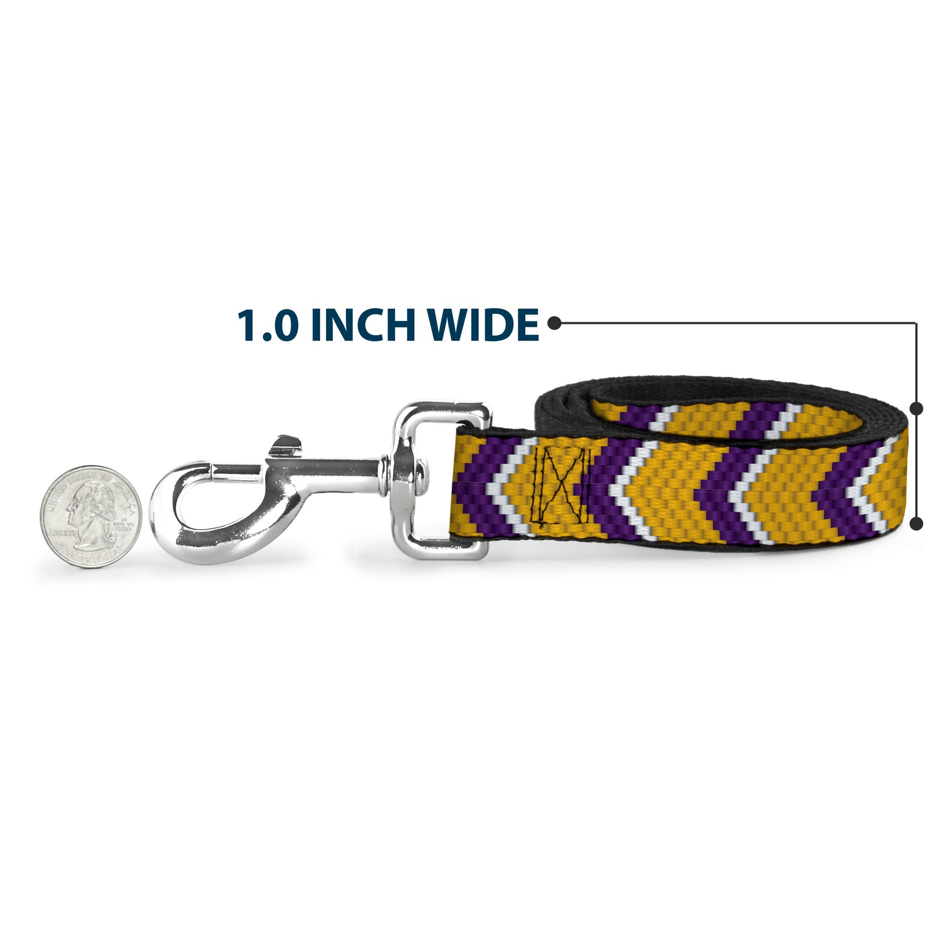 Dog Leash - Chevron Weave Gold/Purple/White Dog Leashes Buckle-Down