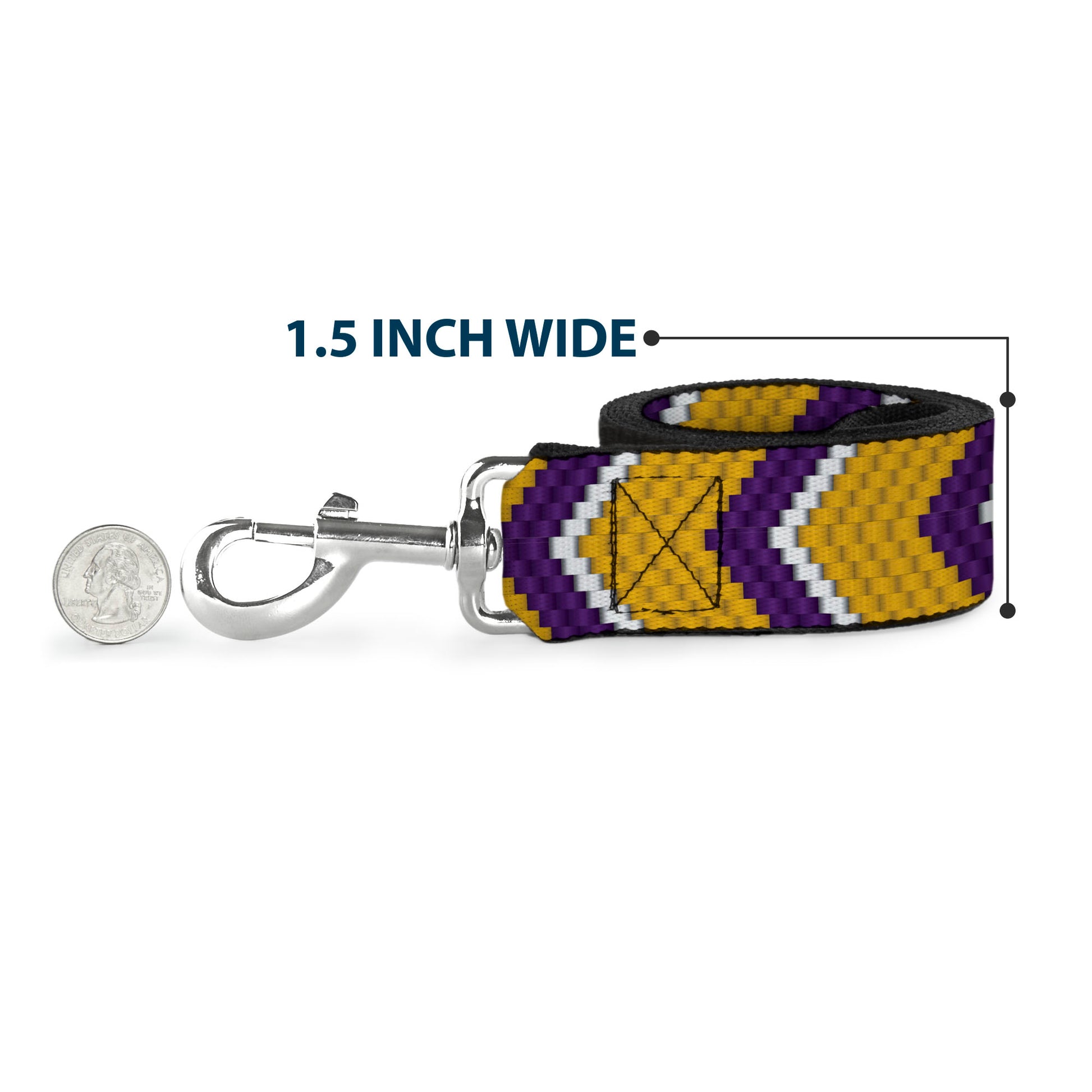 Dog Leash - Chevron Weave Gold/Purple/White Dog Leashes Buckle-Down