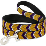 Dog Leash - Chevron Weave Gold/Purple/White Dog Leashes Buckle-Down
