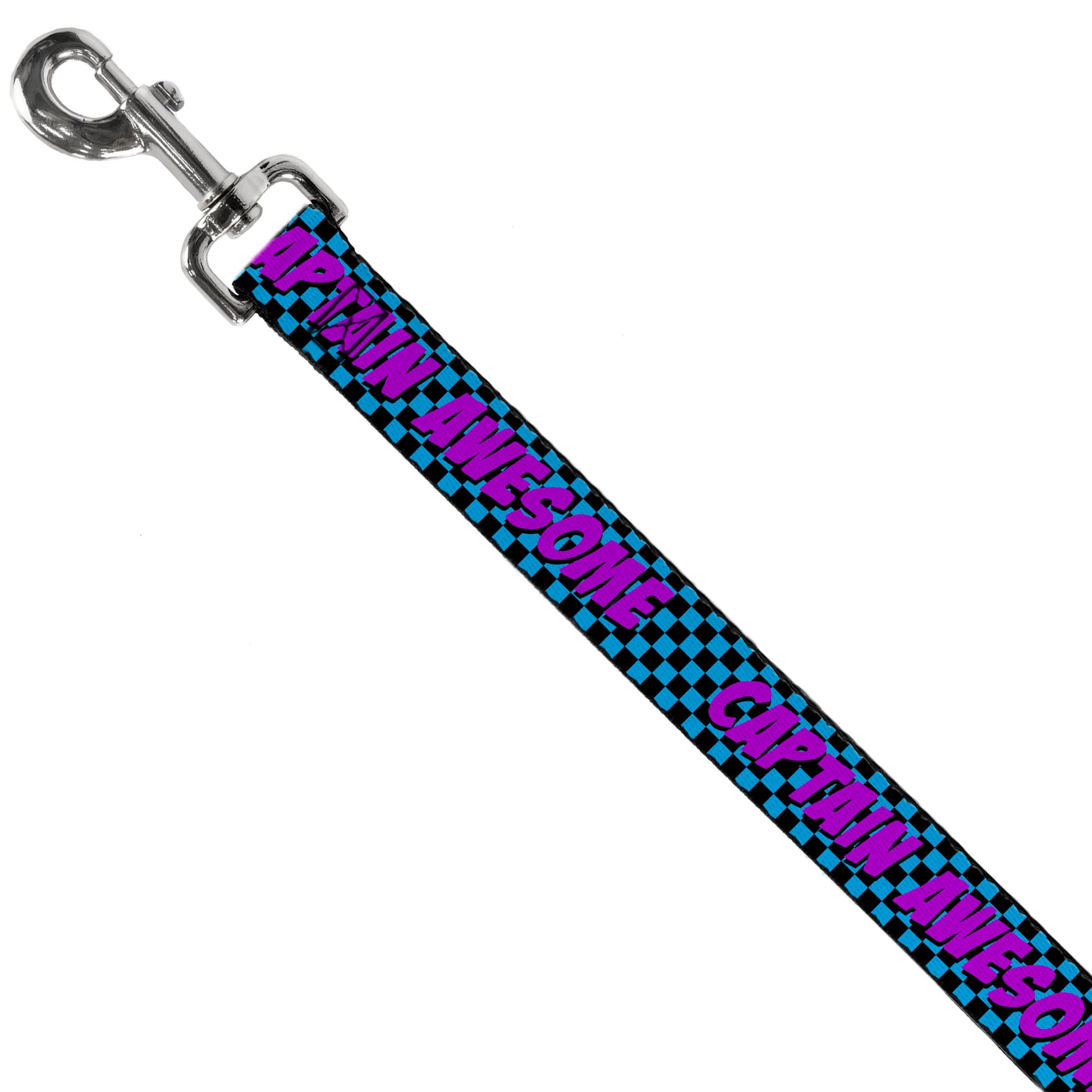 Dog Leash - CAPTAIN AWESOME Turquoise Checker/Fuchsia Dog Leashes Buckle-Down