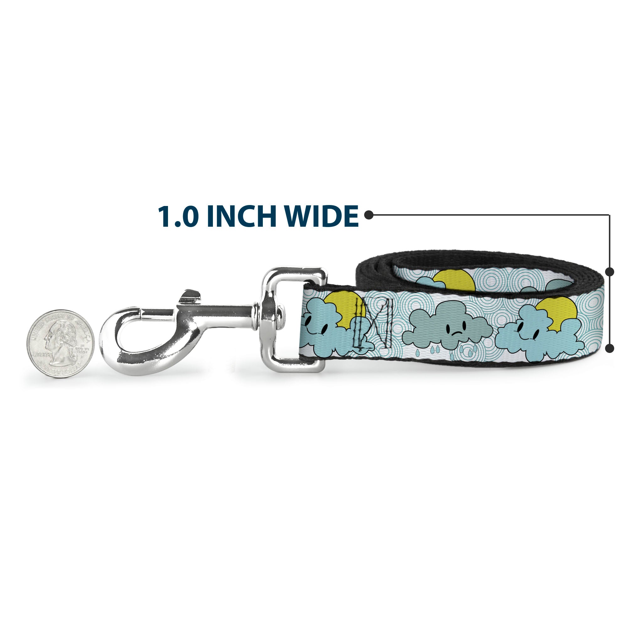 Dog Leash - Cloudy Skies Rain Clouds White/Blues Dog Leashes Buckle-Down