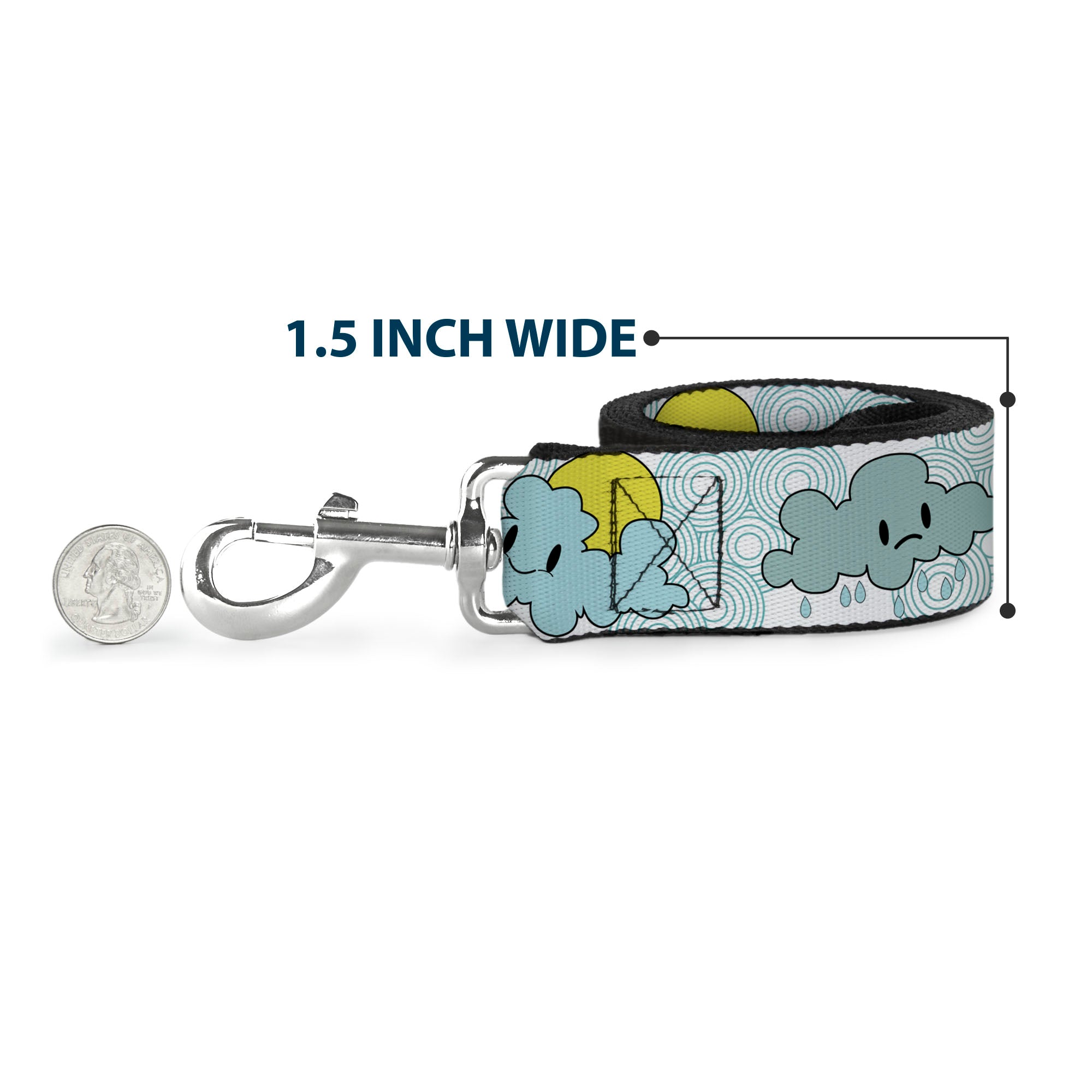 Dog Leash - Cloudy Skies Rain Clouds White/Blues Dog Leashes Buckle-Down