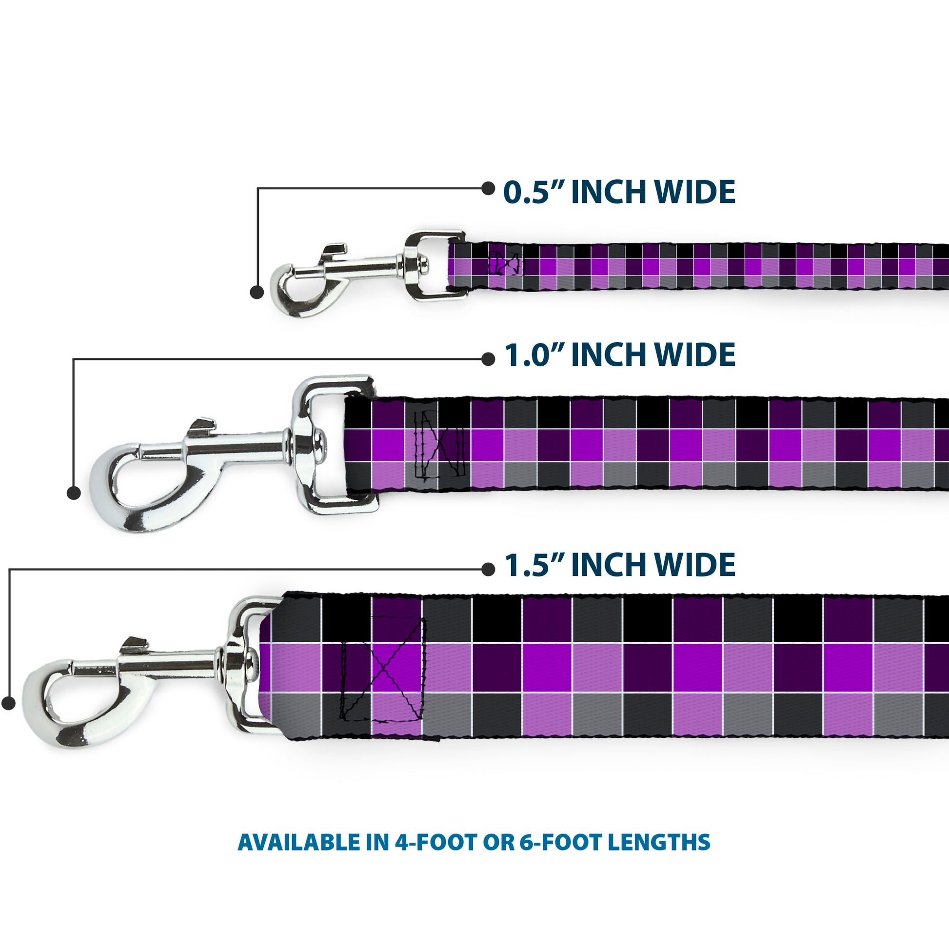 Dog Leash - Checker Mosaic Purple Dog Leashes Buckle-Down
