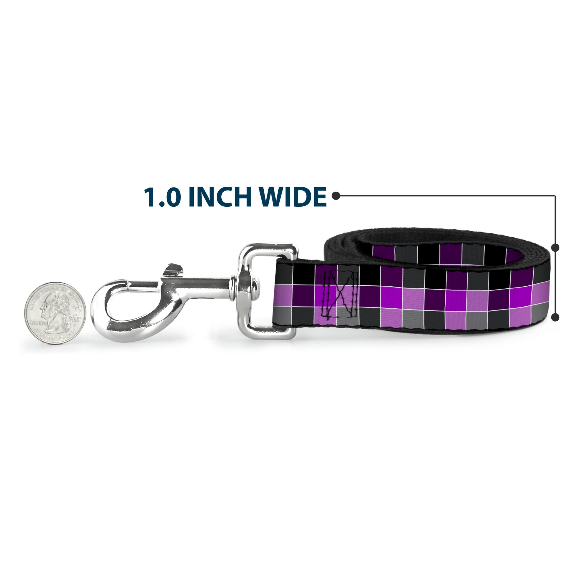 Dog Leash - Checker Mosaic Purple Dog Leashes Buckle-Down
