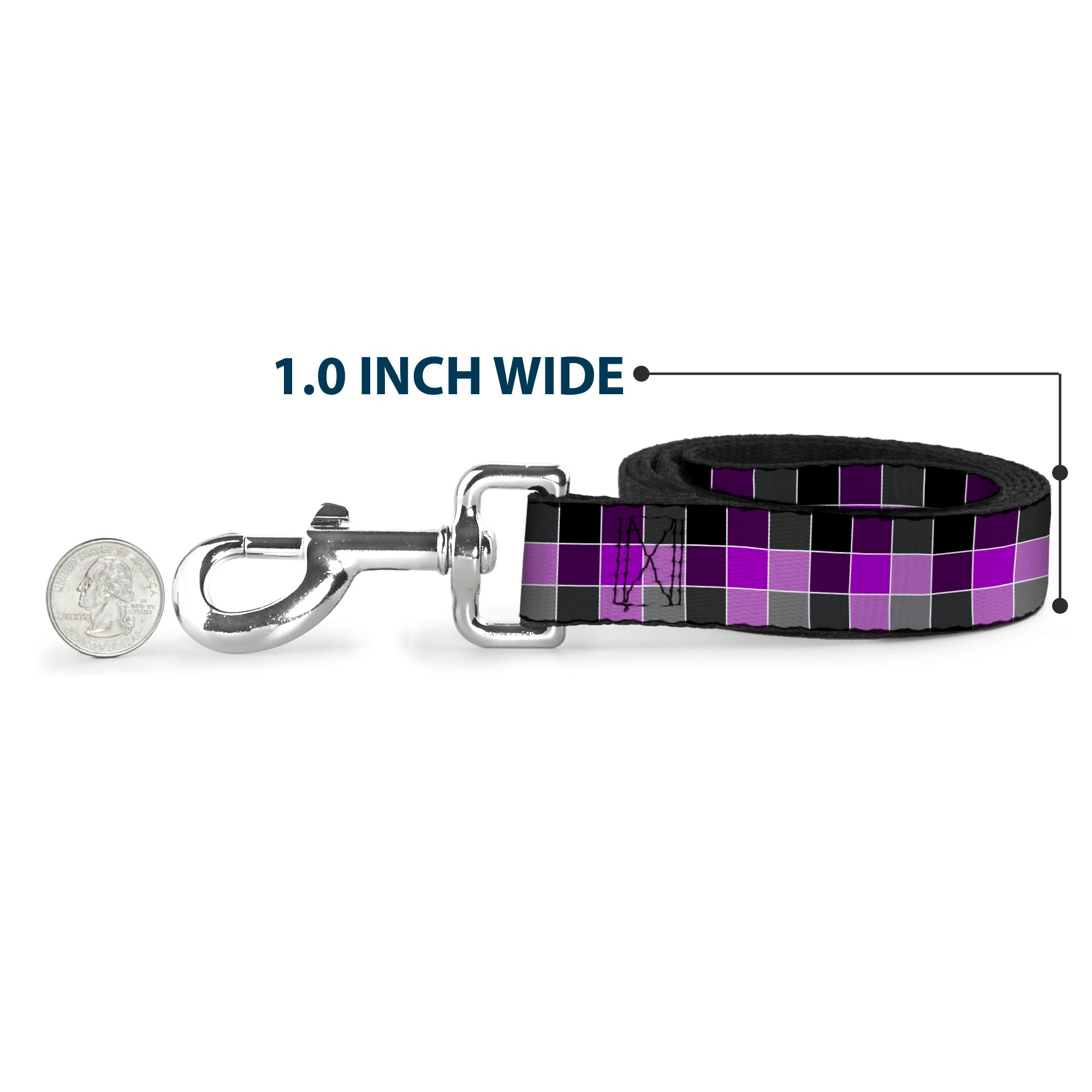 Dog Leash - Checker Mosaic Purple Dog Leashes Buckle-Down