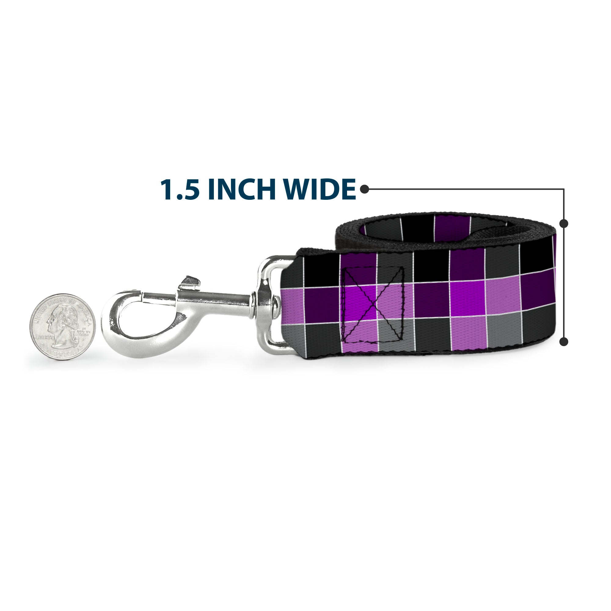 Dog Leash - Checker Mosaic Purple Dog Leashes Buckle-Down