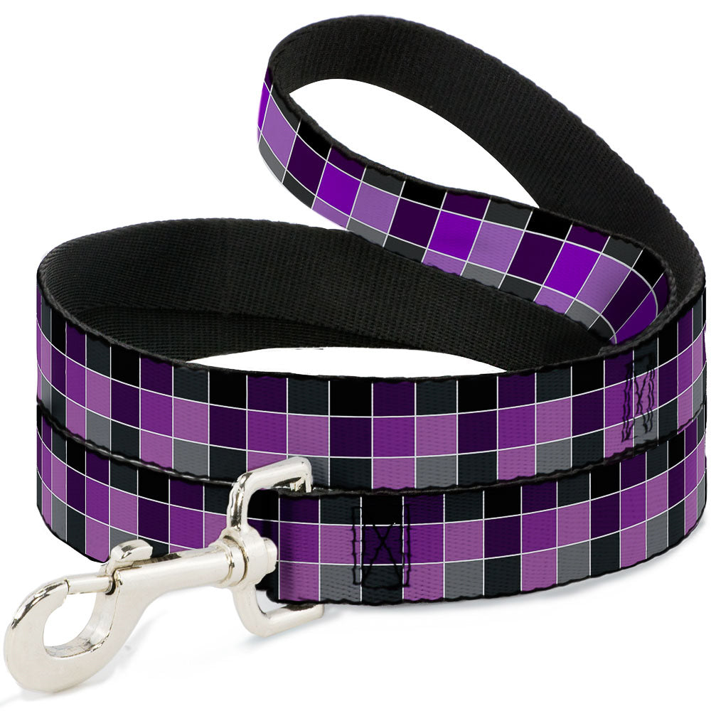 Dog Leash - Checker Mosaic Purple Dog Leashes Buckle-Down