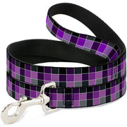 Dog Leash - Checker Mosaic Purple Dog Leashes Buckle-Down