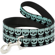 Dog Leash - Checker & Stripe Skulls Black/White/Green Dog Leashes Buckle-Down