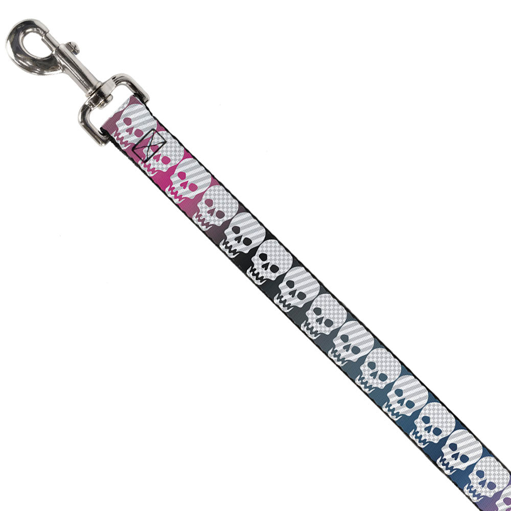 Dog Leash - Checker & Stripe Skulls Gradient Blue/Fuchsia Dog Leashes Buckle-Down