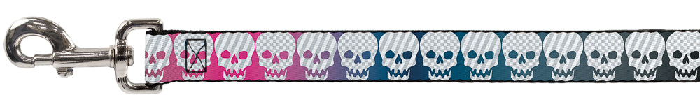 Dog Leash - Checker & Stripe Skulls Gradient Blue/Fuchsia Dog Leashes Buckle-Down