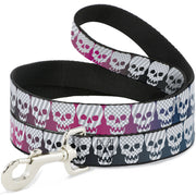 Dog Leash - Checker & Stripe Skulls Gradient Blue/Fuchsia Dog Leashes Buckle-Down