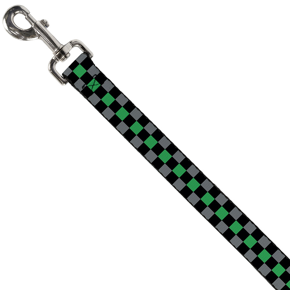 Dog Leash - Checker Black/Gray/1 Green Dog Leashes Buckle-Down