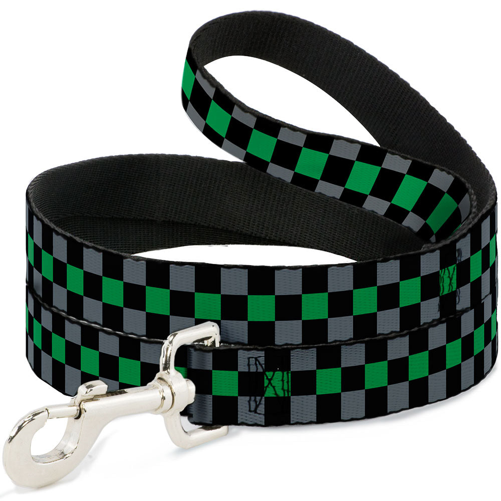 Dog Leash - Checker Black/Gray/1 Green Dog Leashes Buckle-Down