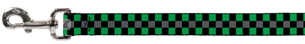Dog Leash - Checker Black/Gray/2 Green Dog Leashes Buckle-Down