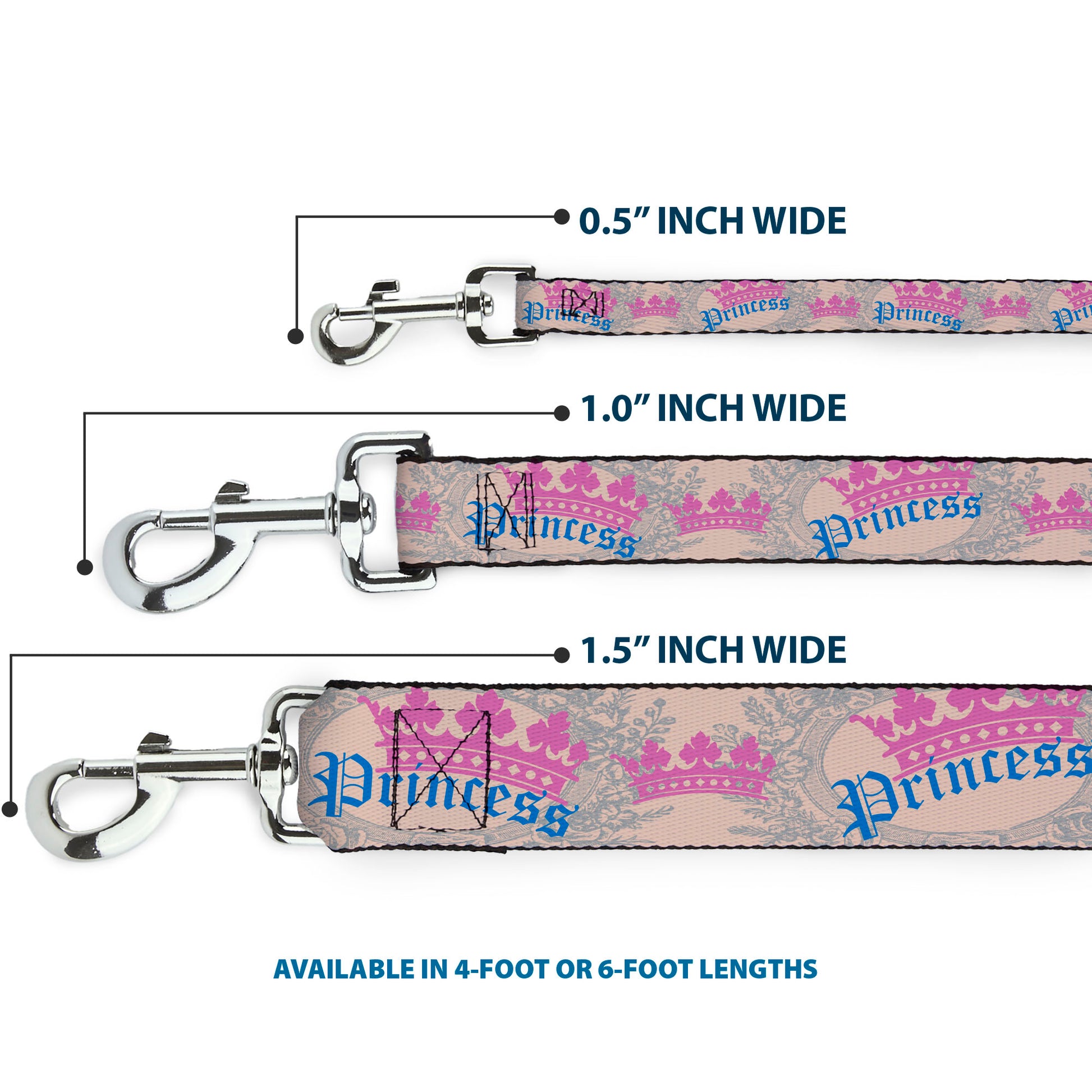 Dog Leash - Crown Princess Oval Baby Pink/Baby Blue Dog Leashes Buckle-Down