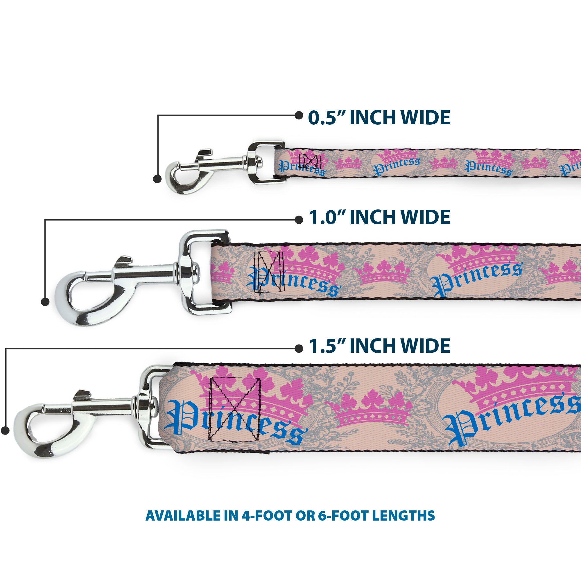 Dog Leash - Crown Princess Oval Baby Pink/Baby Blue Dog Leashes Buckle-Down