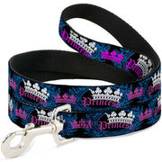 Dog Leash - Crown Princess Oval Black/Turquoise Dog Leashes Buckle-Down
