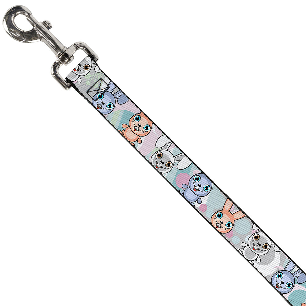 Dog Leash - Cute Bunnies Multi Pastel Dog Leashes Buckle-Down