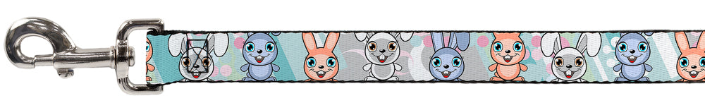 Dog Leash - Cute Bunnies Multi Pastel Dog Leashes Buckle-Down