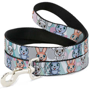 Dog Leash - Cute Bunnies Multi Pastel Dog Leashes Buckle-Down