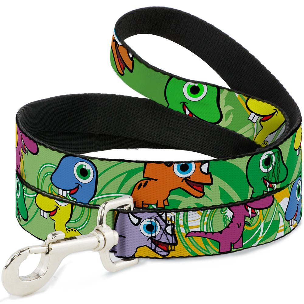 Dog Leash - Cute Dinosaurs Yellow/Green Dog Leashes Buckle-Down