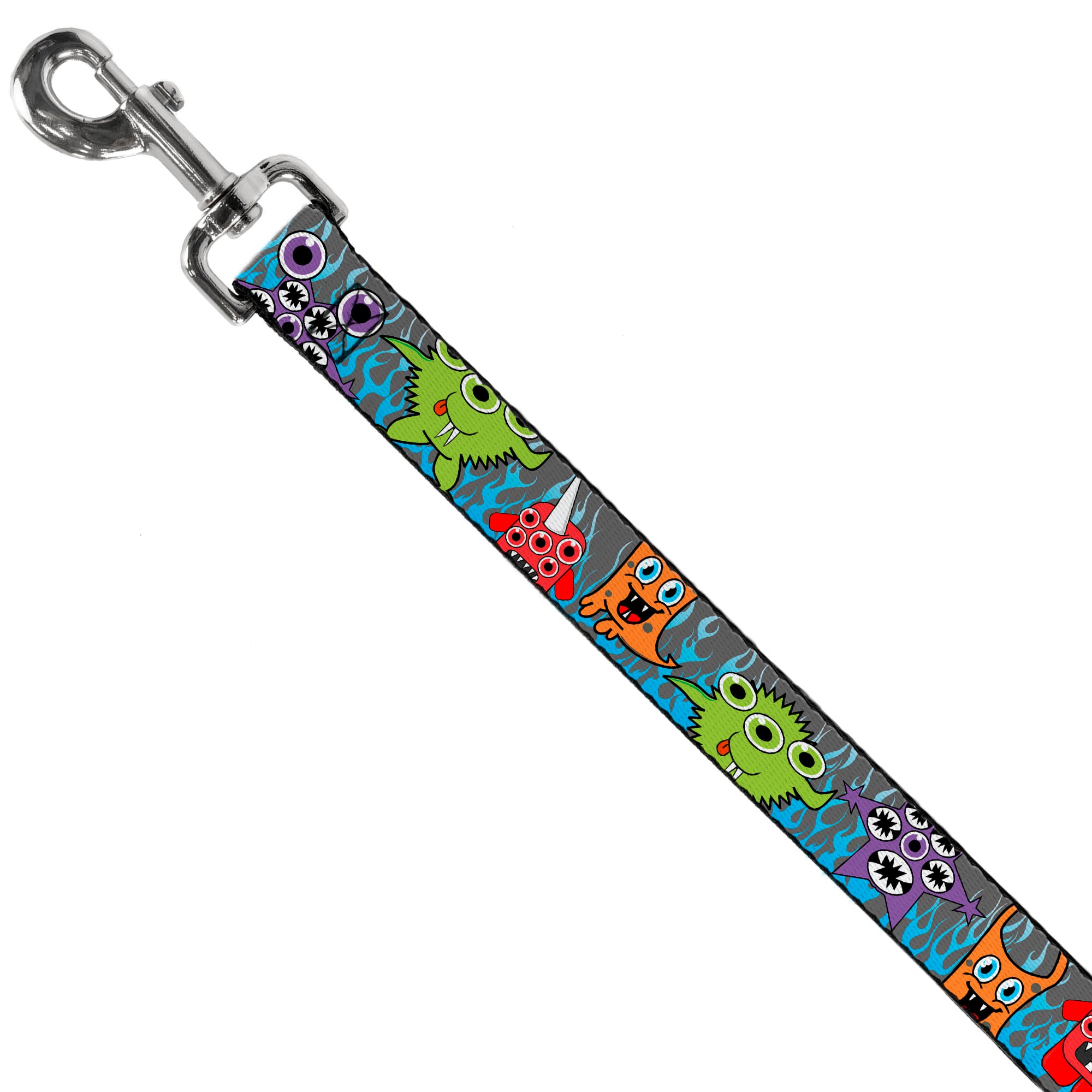 Dog Leash - Cute Monsters Gray/Flame Blue Dog Leashes Buckle-Down