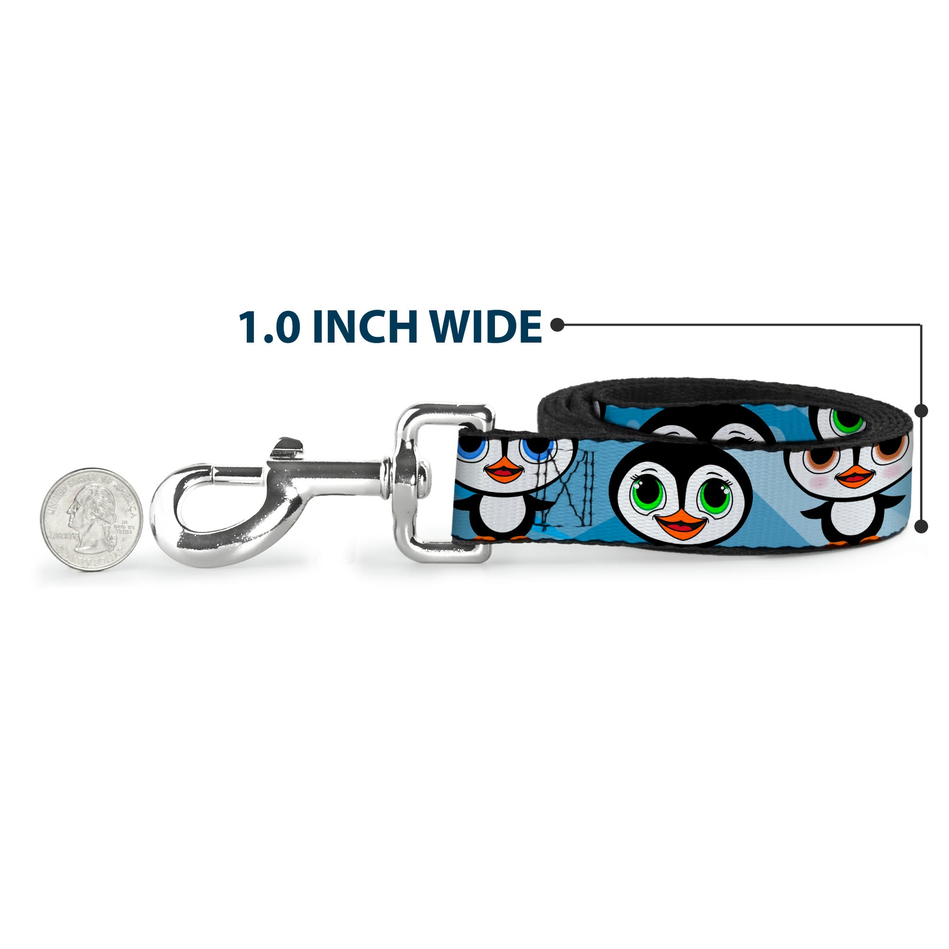 Dog Leash - Cute Penguins Blue Bubbles Dog Leashes Buckle-Down