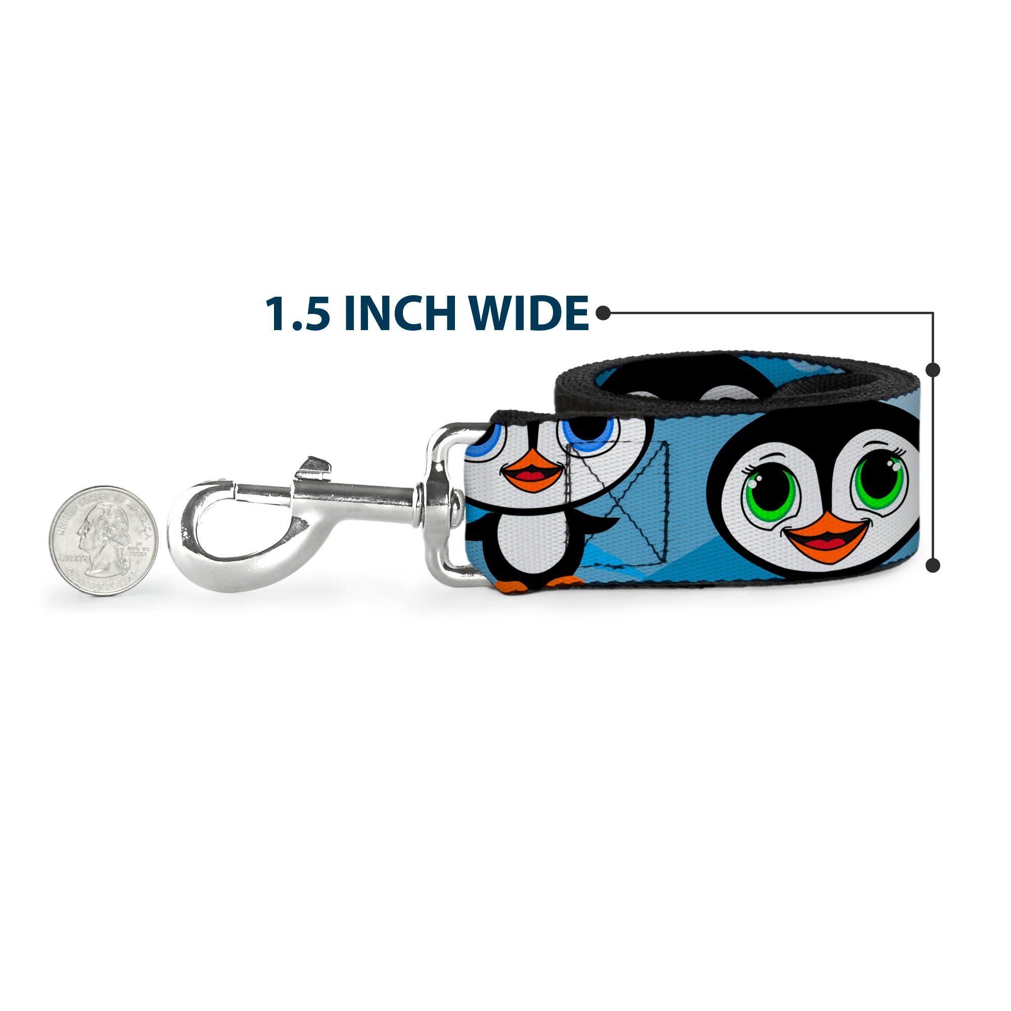 Dog Leash - Cute Penguins Blue Bubbles Dog Leashes Buckle-Down