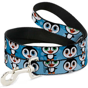 Dog Leash - Cute Penguins Blue Bubbles Dog Leashes Buckle-Down