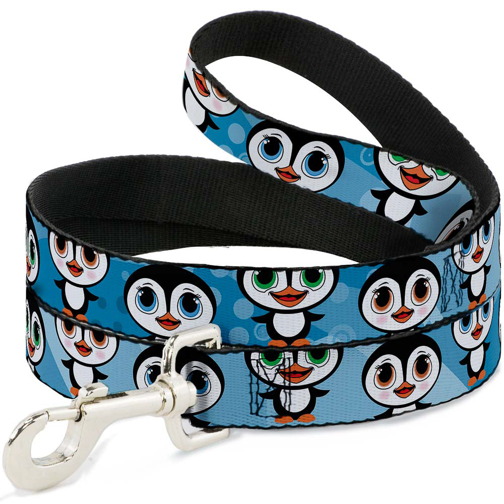 Dog Leash - Cute Penguins Blue Bubbles Dog Leashes Buckle-Down