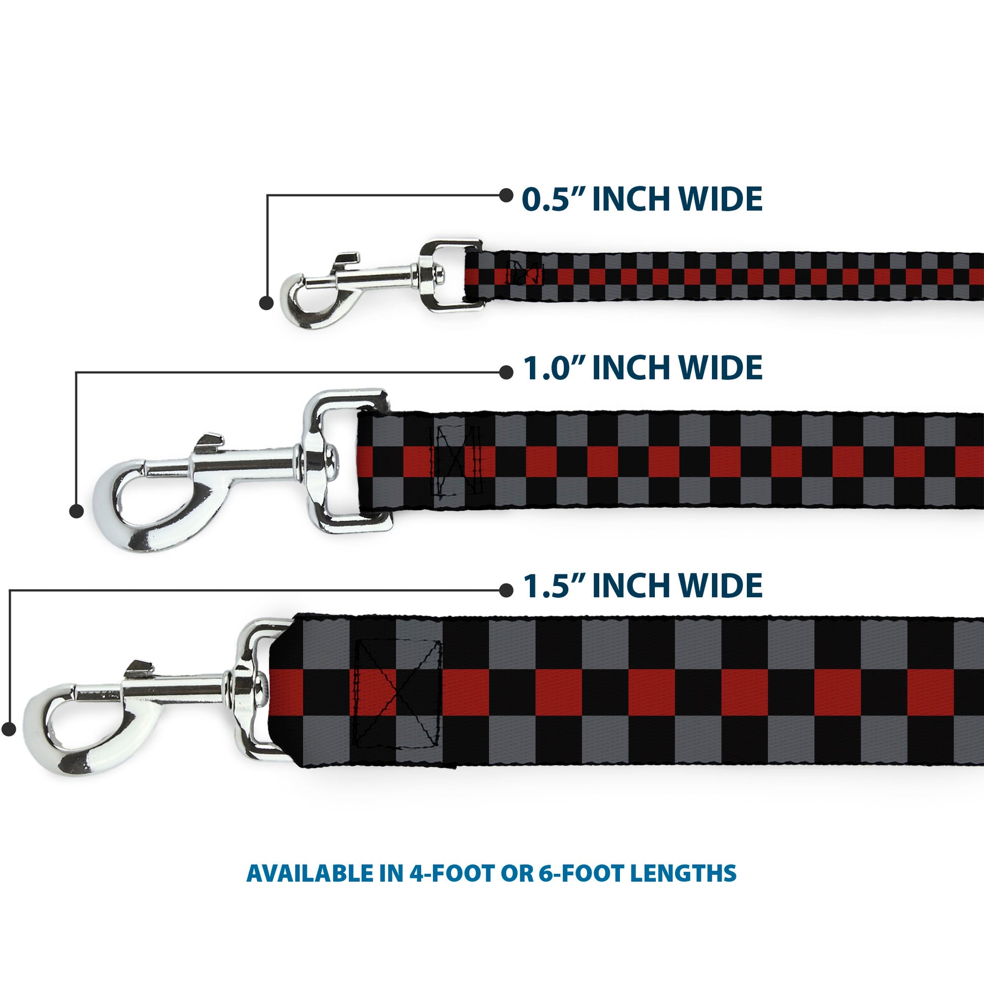 Dog Leash - Checker Black/Gray/1 Red Dog Leashes Buckle-Down