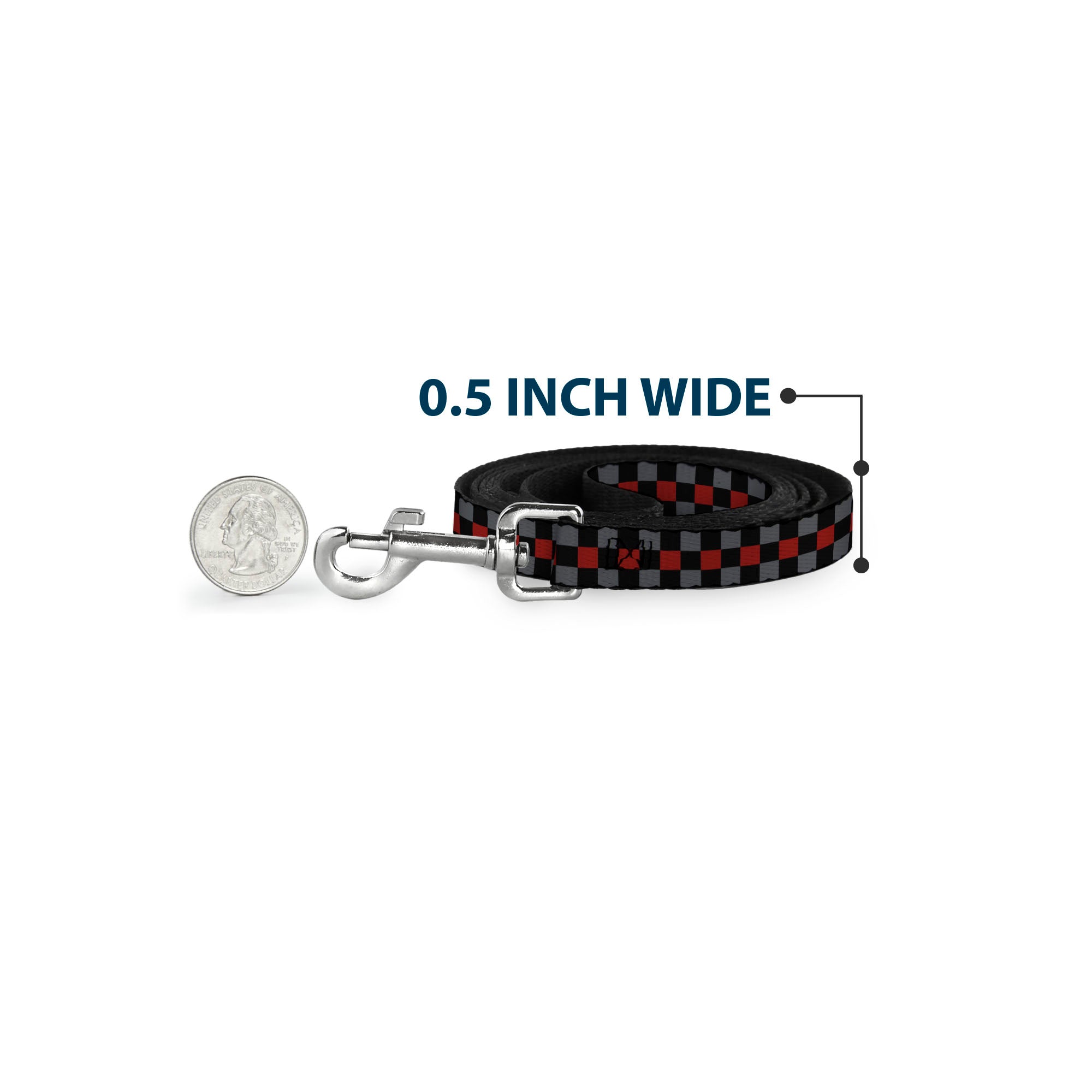 Dog Leash - Checker Black/Gray/1 Red Dog Leashes Buckle-Down