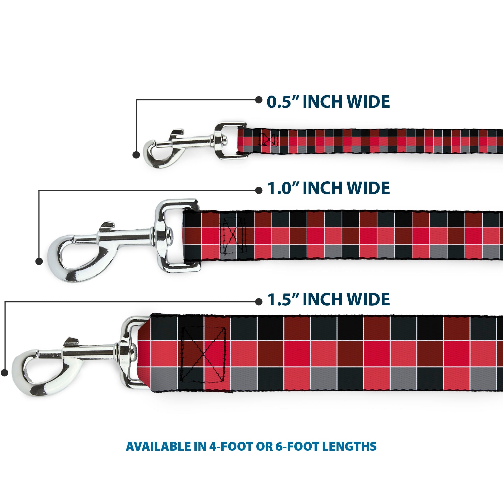 Dog Leash - Checker Mosaic Red Dog Leashes Buckle-Down
