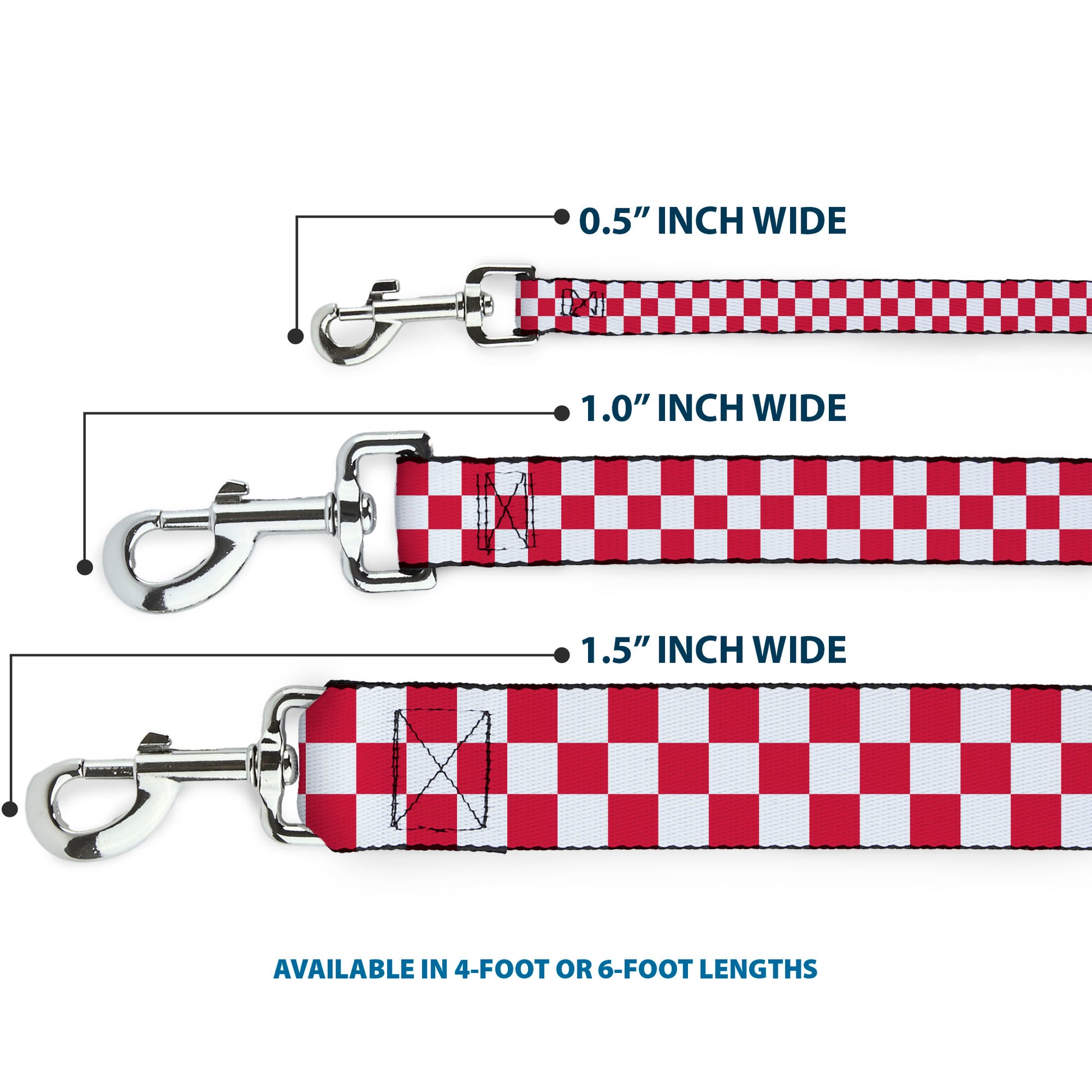 Dog Leash - Checker Crimson/White Dog Leashes Buckle-Down