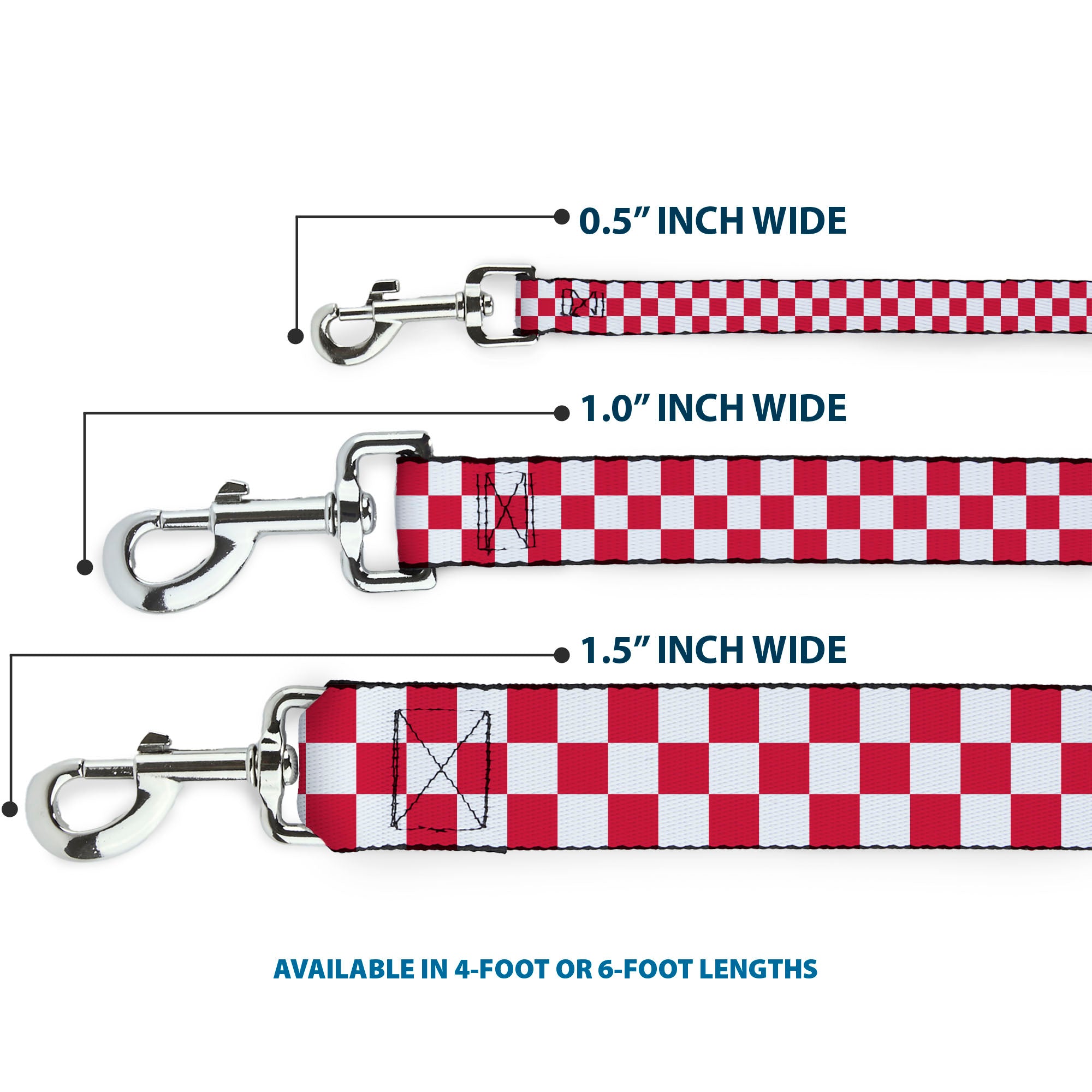Dog Leash - Checker Crimson/White Dog Leashes Buckle-Down