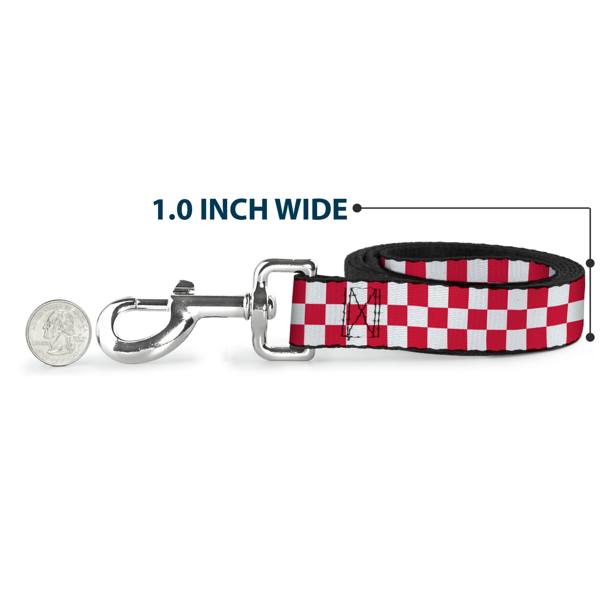 Dog Leash - Checker Crimson/White Dog Leashes Buckle-Down