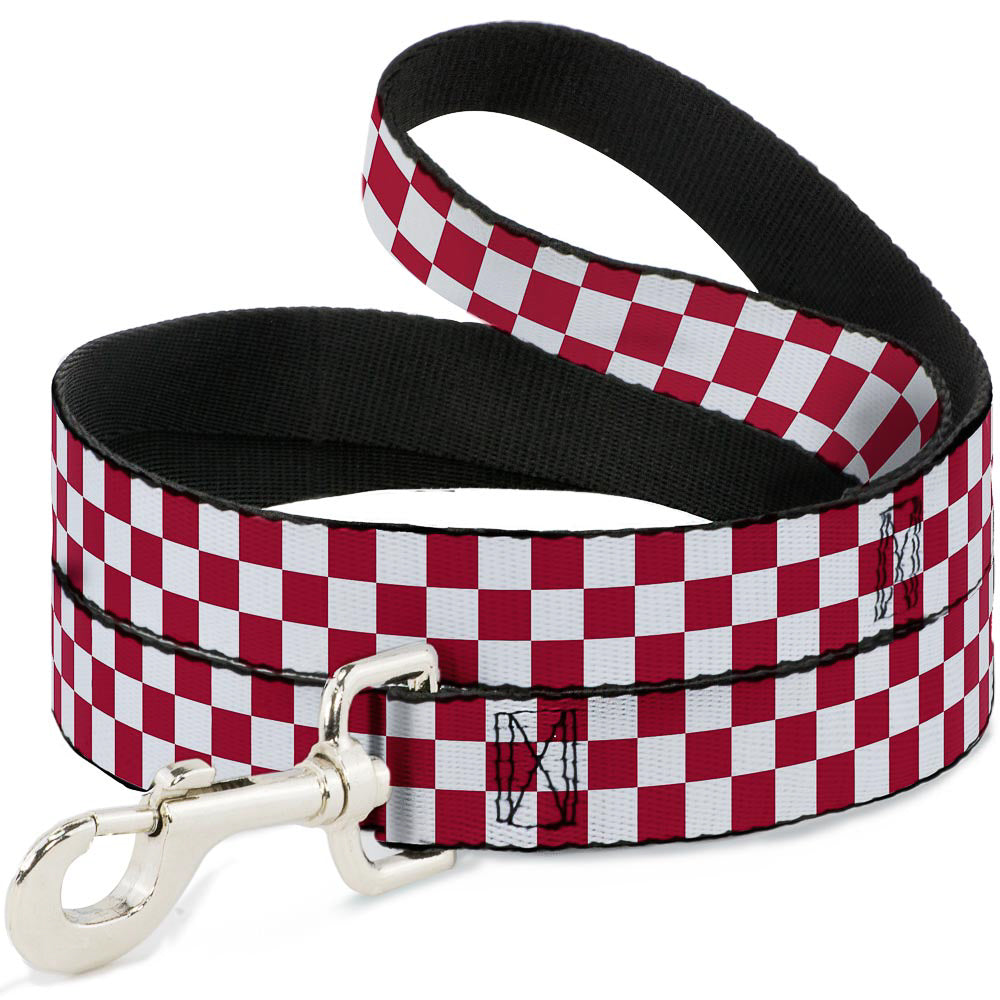 Dog Leash - Checker Crimson/White Dog Leashes Buckle-Down