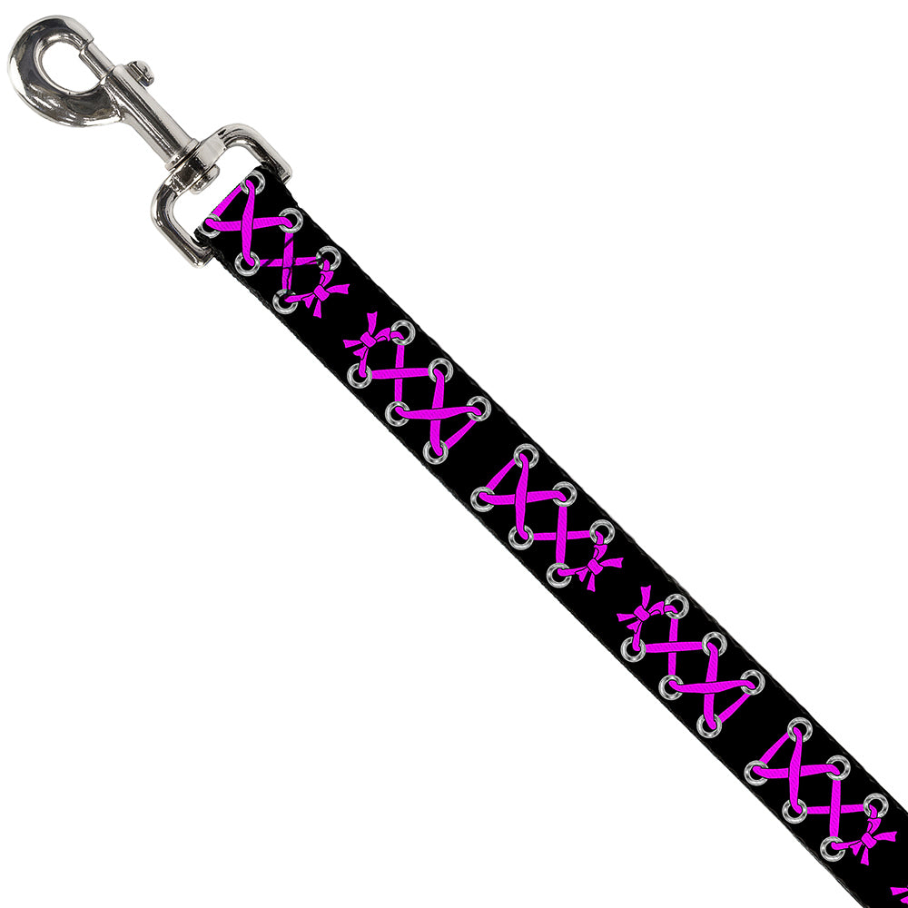 Dog Leash - Corset Lace Up Black/Fuchsia Dog Leashes Buckle-Down