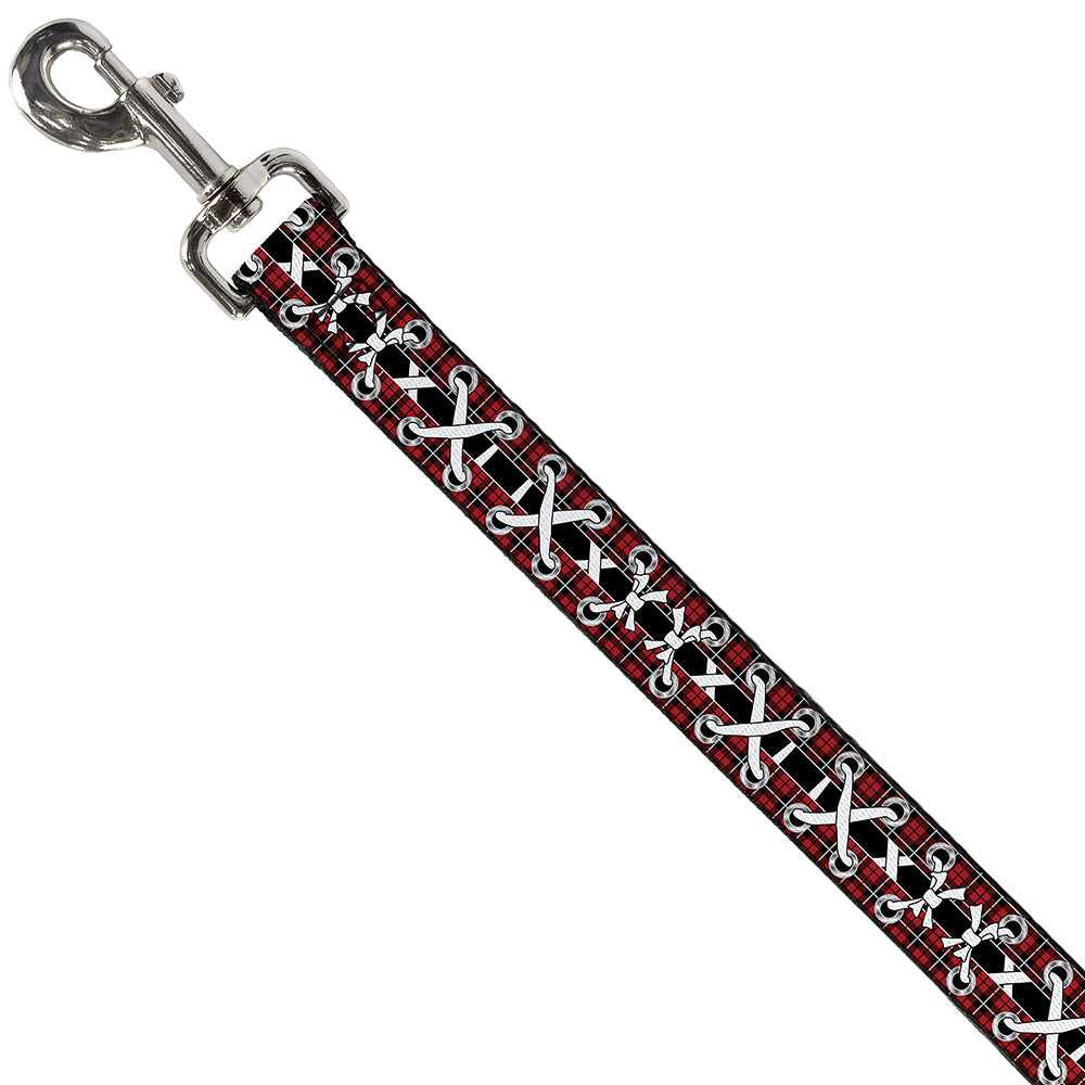 Dog Leash - Corset Lace Up Red Plaid/Black Dog Leashes Buckle-Down
