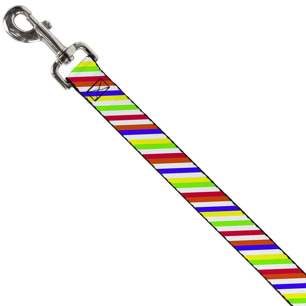 Dog Leash - Diagonal Stripes White/Multi Neon Dog Leashes Buckle-Down