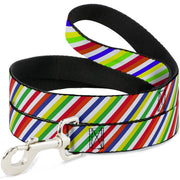 Dog Leash - Diagonal Stripes White/Multi Neon Dog Leashes Buckle-Down