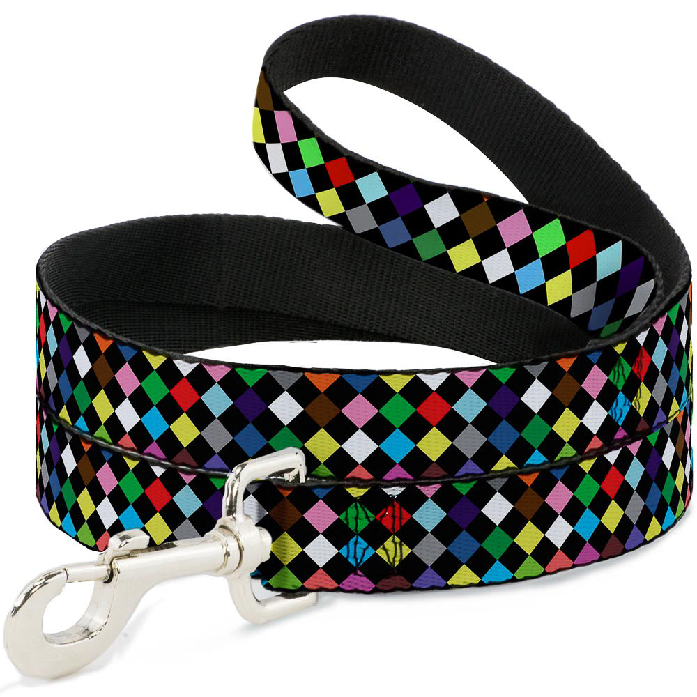 Dog Leash - Diamonds Black/Multi Color Dog Leashes Buckle-Down