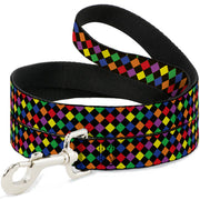 Dog Leash - Diamonds Black/Multi Neon Dog Leashes Buckle-Down