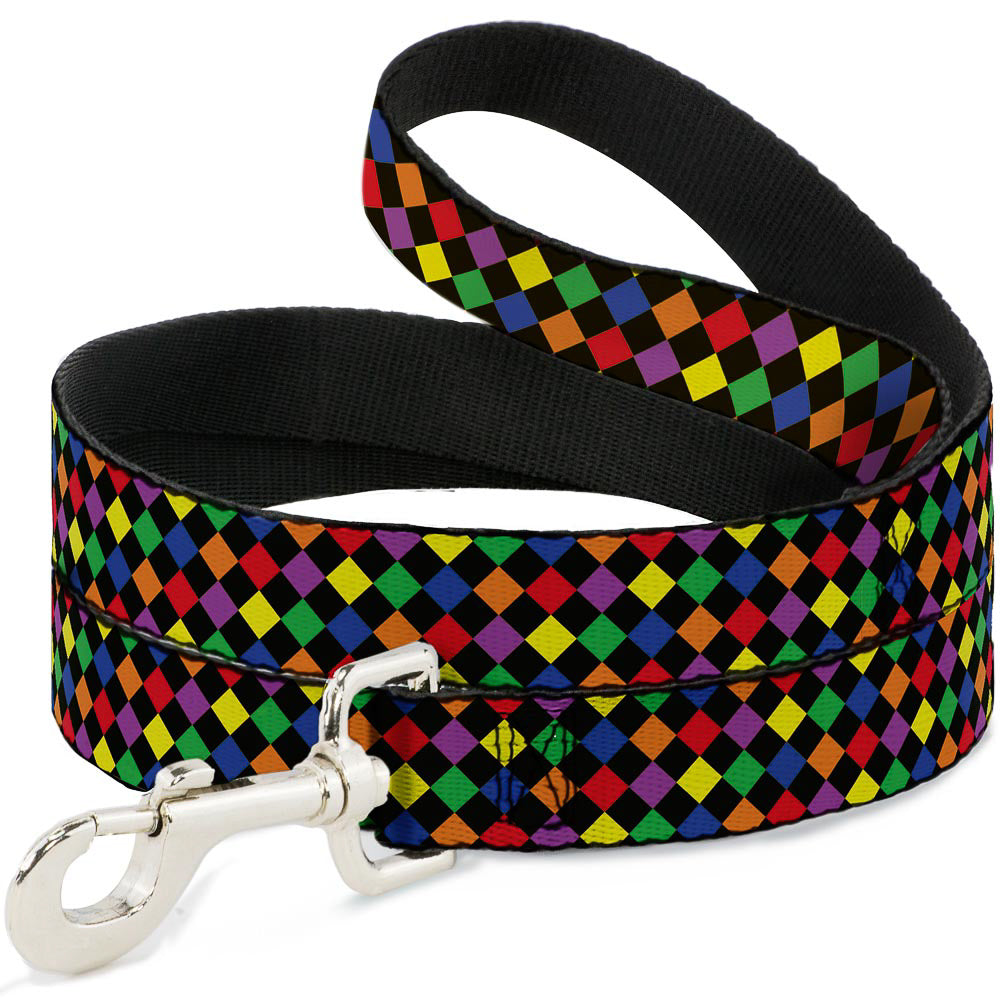 Dog Leash - Diamonds Black/Multi Neon Dog Leashes Buckle-Down