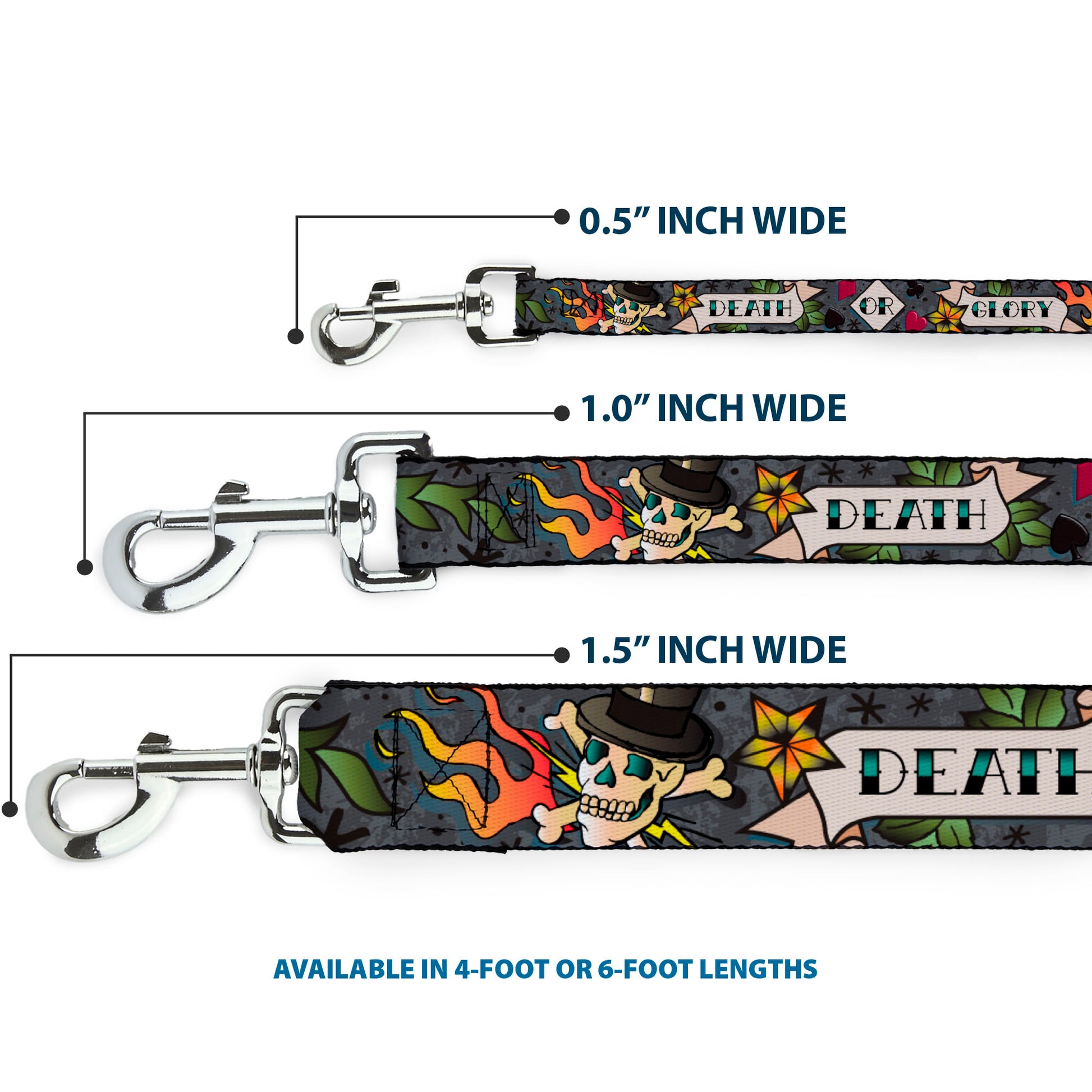 Dog Leash - Death or Glory Gray Dog Leashes Buckle-Down
